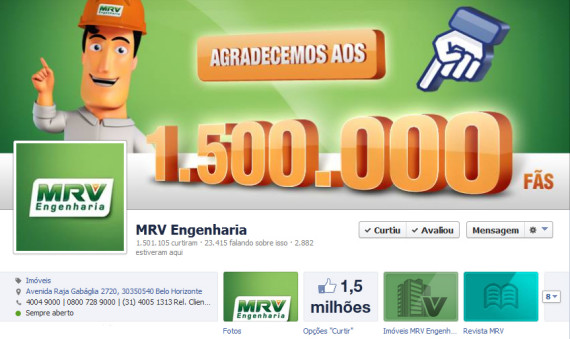 Com investimentos nas mídias sociais, MRV Engenharia alcança 1,5 Milhão de seguidores no Facebook