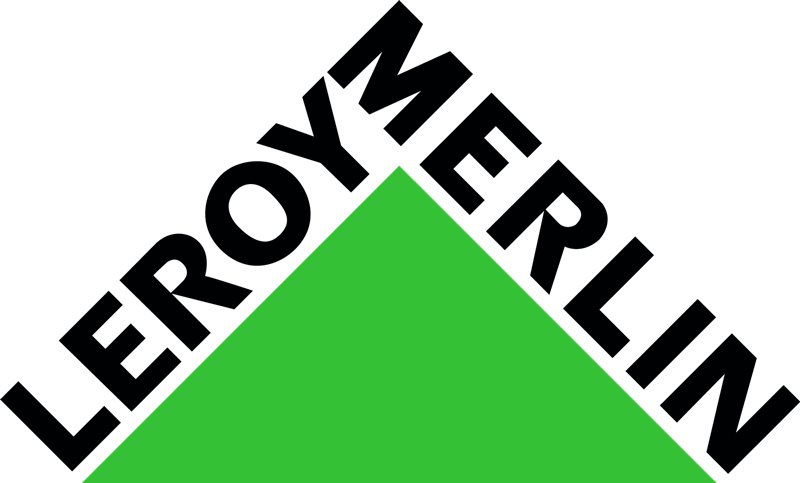 Logo da marca leroy merlyn em preto e verde